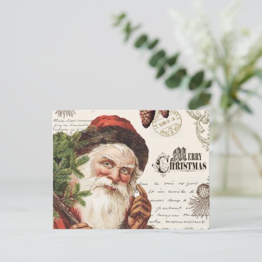 Vintages Waldgebiet Santa Feiertagspostkarte (Stehend Vorderseite)