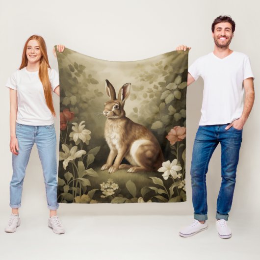 Vintages Waldhollbit im Blumenwald Fleecedecke (Beispiel)