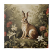 Vintages Waldhollbit im Blumenwald Fliese (Vorderseite)