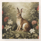 Vintages Waldhollbit im Blumenwald Glasuntersetzer (Vorderseite)