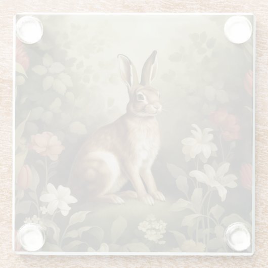 Vintages Waldhollbit im Blumenwald Glasuntersetzer (Rückseite)