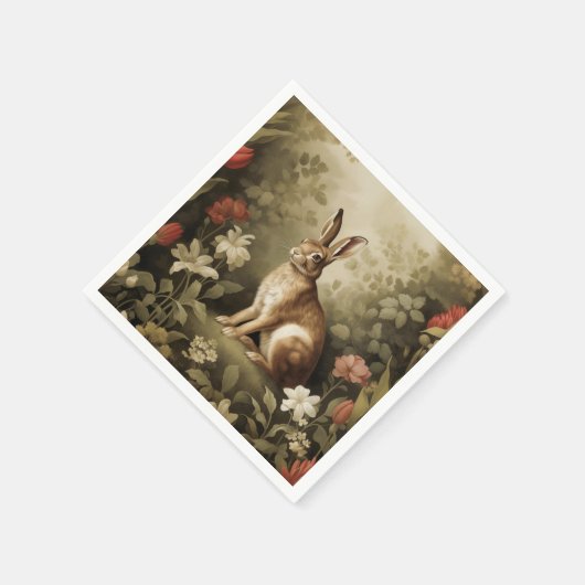 Vintages Waldhollbit im Blumenwald Serviette (Ecke)