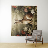 Vintages Waldhollbit im Blumenwald Wandteppich (Beispiel)