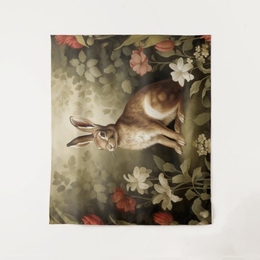 Vintages Waldhollbit im Blumenwald Wandteppich (Vorderseite)