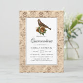 Vintages Waldland Quinceañera Einladung (Stehend Vorderseite)