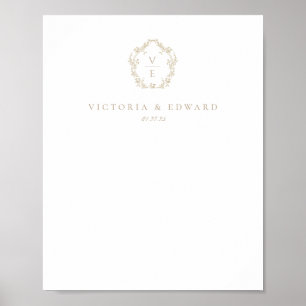 Vintages Wappen Beige Monogram Wedding Poster