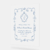 Vintages Wappen-Brautparty "Toile" - Willkommen Acrylschild (Winkel)