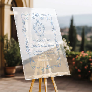 Vintages Wappen-Brautparty "Toile" - Willkommen Acrylschild