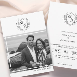 Vintages Wappen Elegantes Foto Hochzeit Einladung