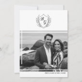 Vintages Wappen Elegantes Foto Hochzeit Einladung (Vorderseite)