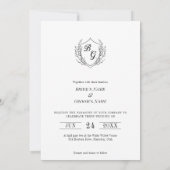 Vintages Wappen Elegantes Foto Hochzeit Einladung (Rückseite)