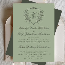 Vintages Wappen Grünes Olive auf der Sage Monogram