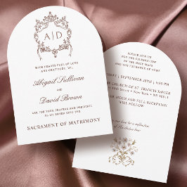 Vintages Wappen Katholische Hochzeitseinladung Einladung