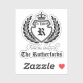 Vintages Wappen Monogram Kronenrad Ex Libris Aufkleber (Blatt)