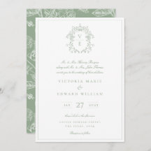Vintages Wappen Monogram Wedding Sage