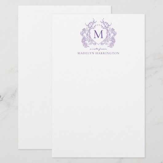 Vintages Wappen, Monogramm Briefpapier (Vorne/Hinten)