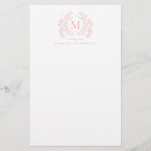 Vintages Wappen Monogramm, rosa, schwarz Briefpapier