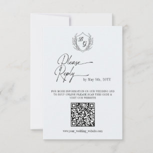 Vintages Wappen Online Hochzeit Teilnahme QR-Code RSVP Karte