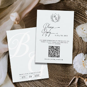 Vintages Wappen Online Hochzeit Teilnahme QR-Code RSVP Karte