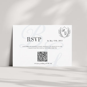 Vintages Wappen Online Hochzeit Teilnahme QR-Code RSVP Karte
