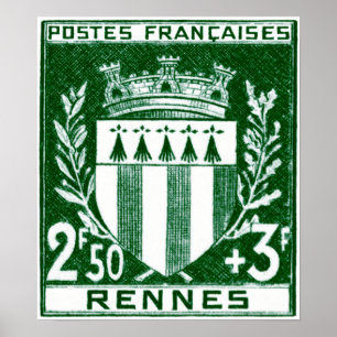Vintages Wappen Rennes, Frankreich Poster