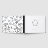 Vintages Wappen Schwarze Monogramm Hochzeit Gästebuch (Voll)