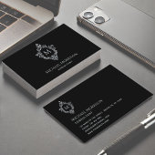 Vintages Wappen Schwarzes Elegantes Anfangsmonogra Visitenkarte