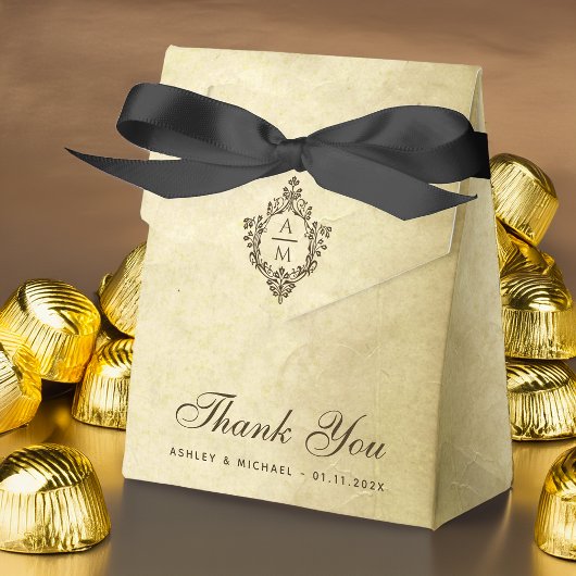 Vintages Wappen Wedding Monogram Parchment Vielen Geschenkschachtel