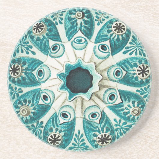 Vintages Wasser Aquamarine Meeresbewohner Getränkeuntersetzer (Vorne)