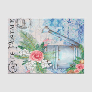 Vintages Wasser gefüllt mit Blume florales Französ Seidenpapier