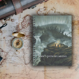 Vintages Wasserfall Kunst, Dichtung und Musik Notizblock