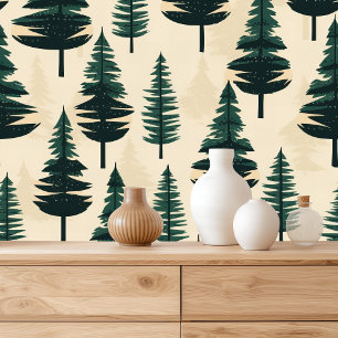 Vintages Wasserfarben Pine Tree Weihnachtsmuster Tapete