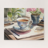 Vintages Wasserfarben-Teacup Puzzle (Horizontal)
