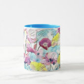 Vintages Wasserfarbenfeld Mohnblumen-Blume Tasse (Zentrum)