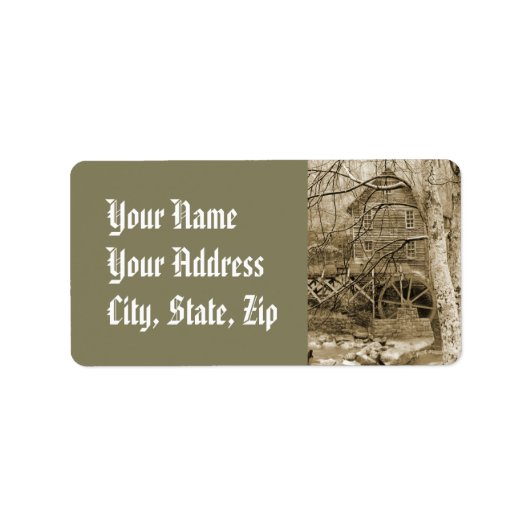 Vintages Wasserrad Adressaufkleber (Vorne)