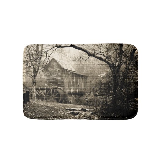 Vintages Wasserrad Badematte (Vorderseite)