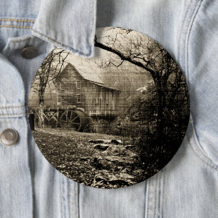 Vintages Wasserrad Button