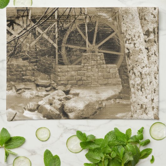 Vintages Wasserrad Geschirrtuch (Gefaltet)