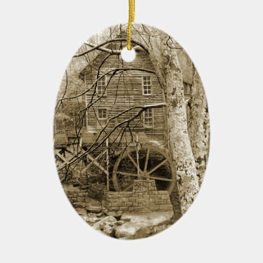 Vintages Wasserrad Keramik Ornament (Vorne)