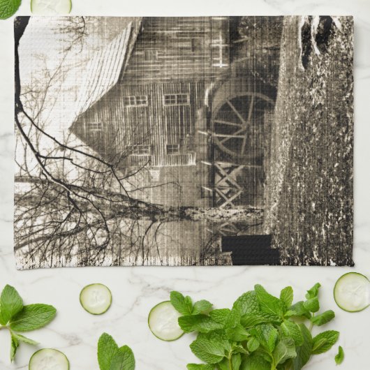 Vintages Wasserrad Küchentuch (Gefaltet)