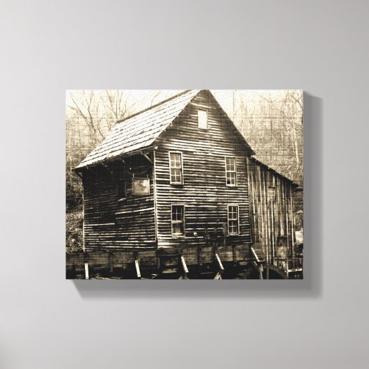 Vintages Wasserrad Leinwanddruck (Vorderseite)