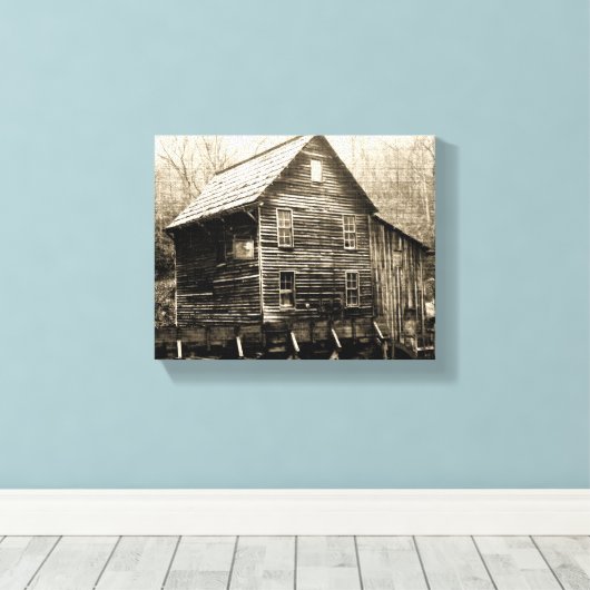 Vintages Wasserrad Leinwanddruck (Insitu (Holzboden))