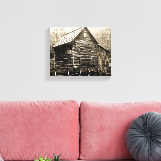 Vintages Wasserrad Leinwanddruck (Insitu (Wohnzimmer))