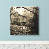 Vintages Wasserrad Leinwanddruck (Insitu (Holzboden))