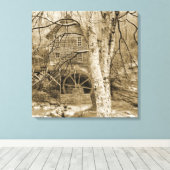 Vintages Wasserrad Leinwanddruck (Insitu (Holzboden))