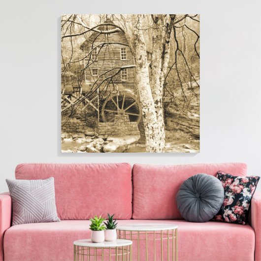 Vintages Wasserrad Leinwanddruck (Insitu (Wohnzimmer))