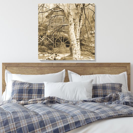 Vintages Wasserrad Leinwanddruck (Insitu (Schlafzimmer))
