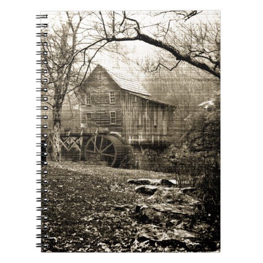 Vintages Wasserrad Notizblock (Vorderseite)