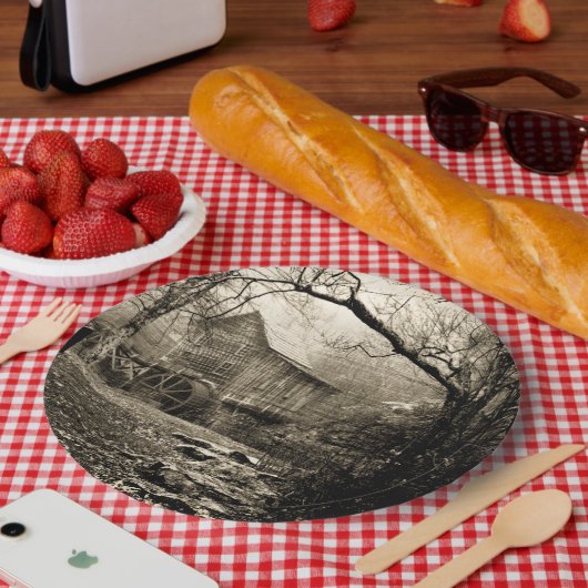 Vintages Wasserrad Pappteller (Picknick)