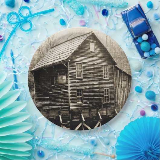 Vintages Wasserrad Pappteller (Party)